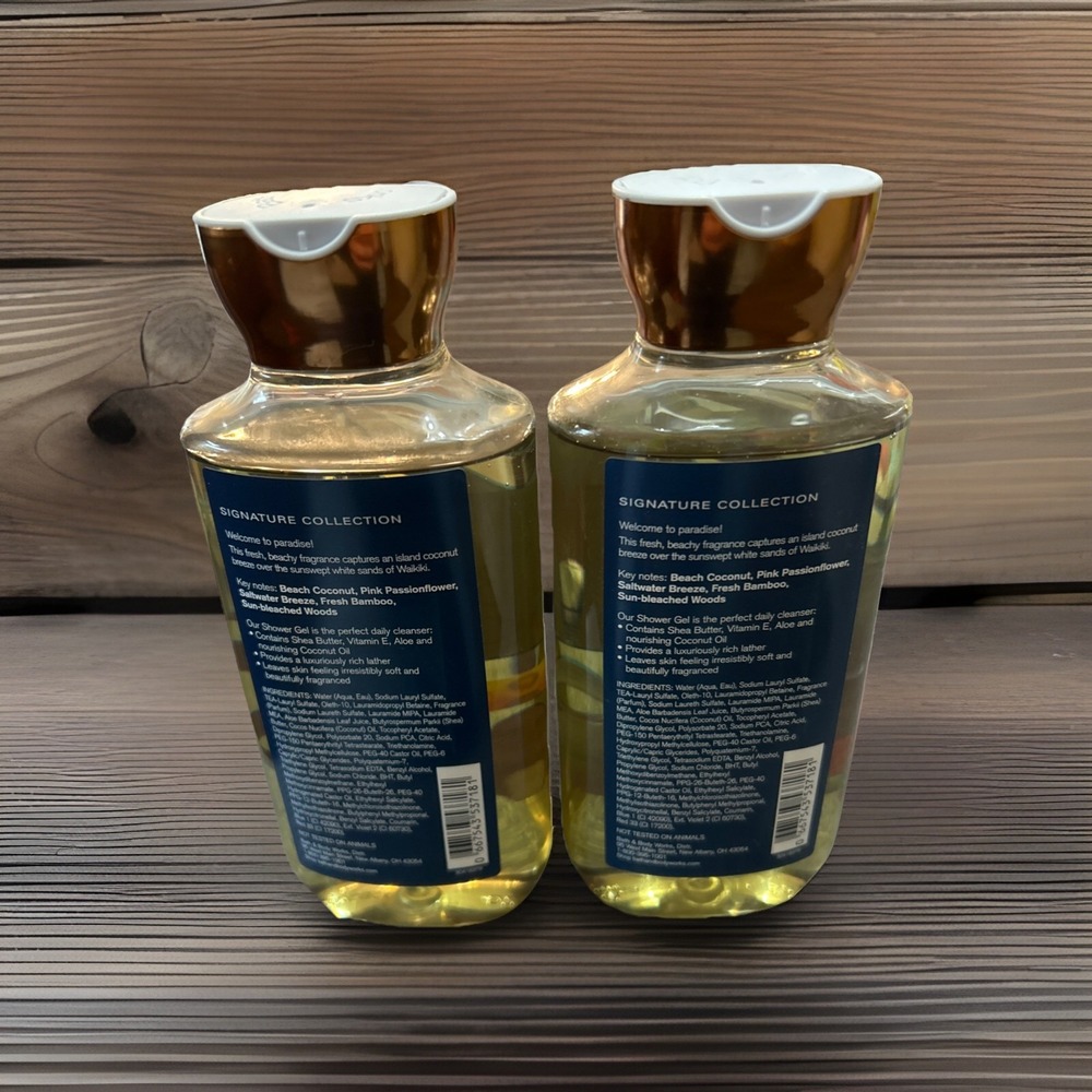 BATH & BODY WORKS WAIKIKI BEACH COCONUT SHOWER GEL 10‎ FL OZ Lot Of TWO - Picture 3 of 5